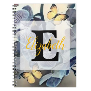 Cuaderno Mariposa floral de orquídea blanca púrpura amarill