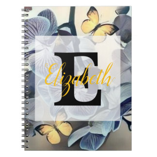 Cuaderno Mariposa floral de orquídea blanca púrpura amarill