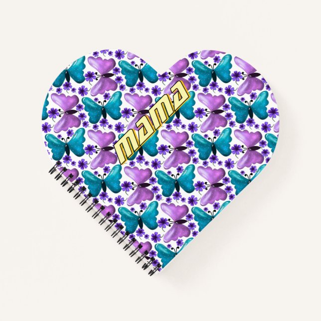 Cuaderno Mariposa floral personalizada y personalizada  (Anverso)