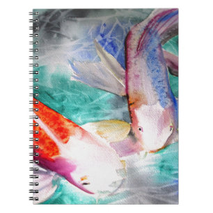 Cuaderno Mariposa Koi acuarela Arte de pescado japonés