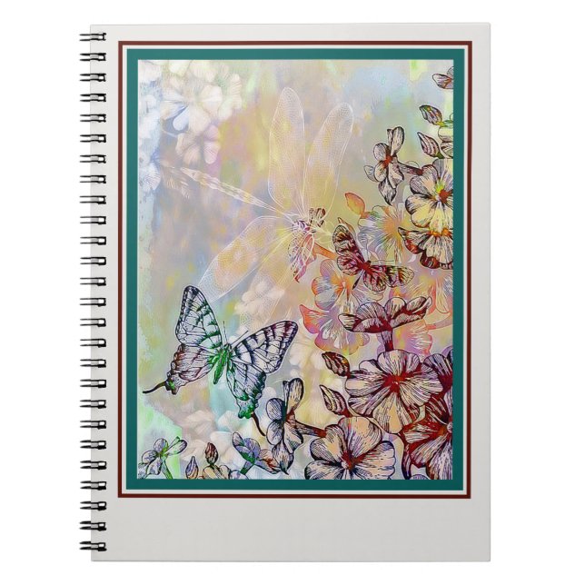 Cuaderno Mariposa, libélula y flores (Frente)