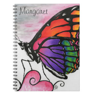 Cuaderno Mariposa monarca arcoiris Fantasía Original Arte