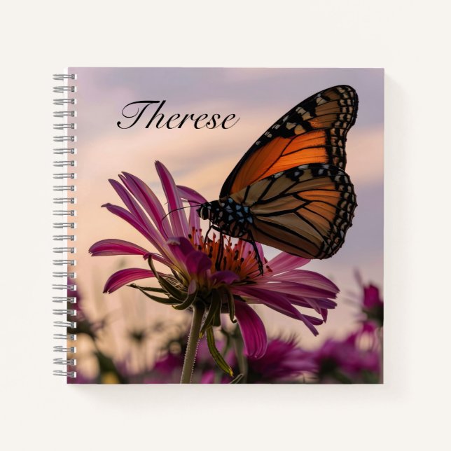 Cuaderno Mariposa Monarca en Flor Personalizada (Anverso)