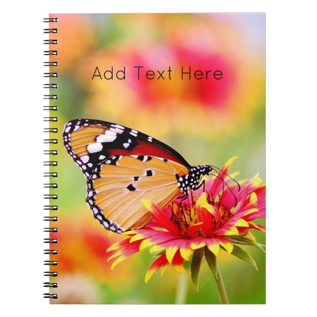 Cuaderno Mariposa monarca en flor roja y amarilla (Frente)