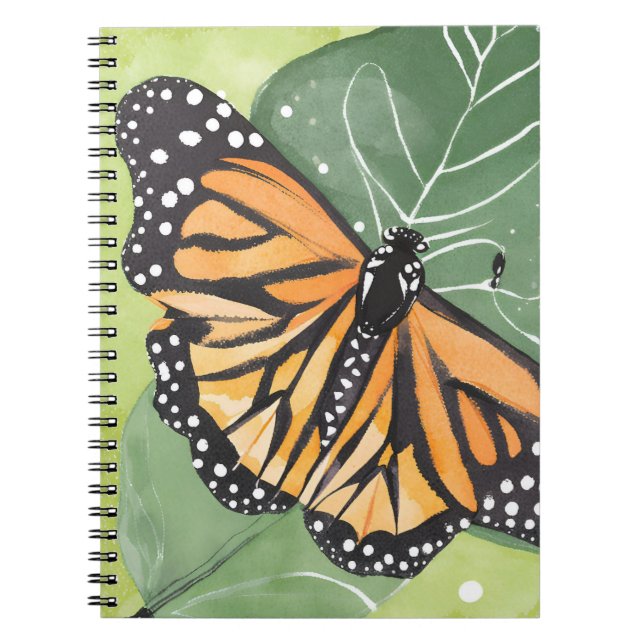 Cuaderno Mariposa monarca | Hermosa acuarela (Frente)