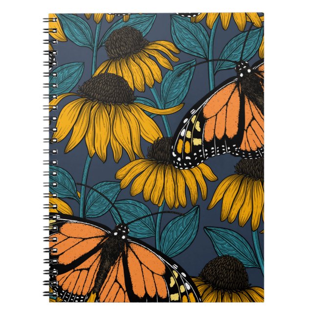 Cuaderno Mariposa monarca sobre las colmenas amarillas (Frente)