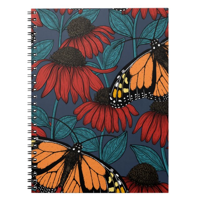 Cuaderno Mariposa monarca sobre las colmenas rojas (Frente)