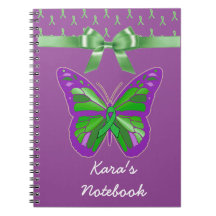 Mariposa Morada con Cinta Verde Limón