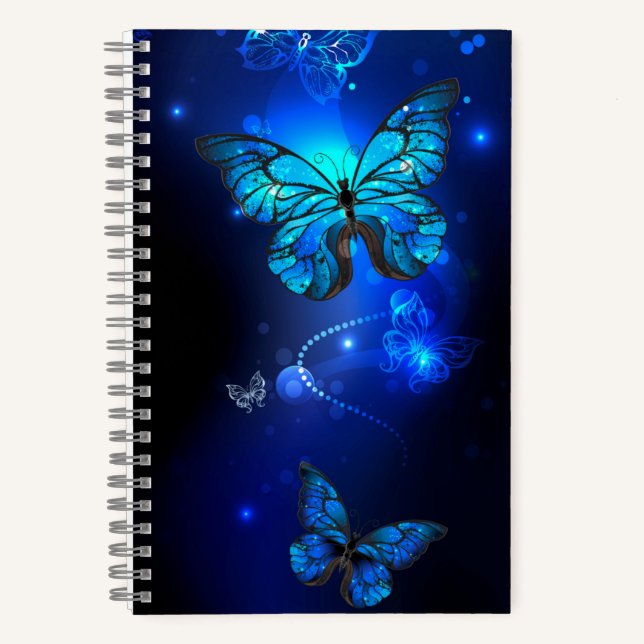 Cuaderno Mariposa morfo en el fondo oscuro (Anverso)