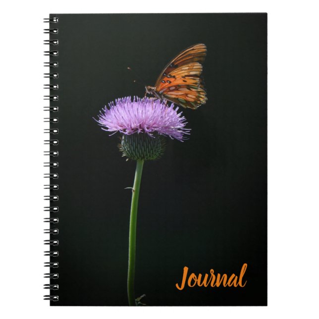 Cuaderno Mariposa naranja en Revista de Flores Moradas (Frente)