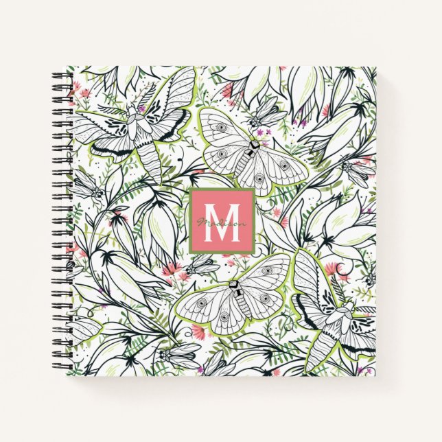 Cuaderno Mariposa Primavera Floral Monograma Giro (Anverso)