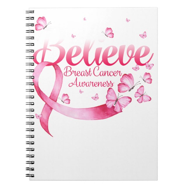 Cuaderno Mariposa rosa cree que conciencia sobre el cáncer  (Frente)