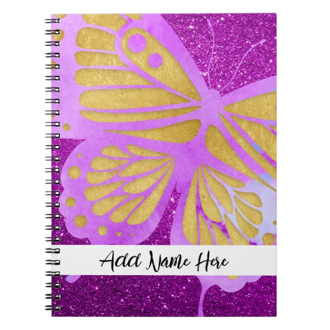 Cuaderno Mariposa rosa personalizada (Frente)