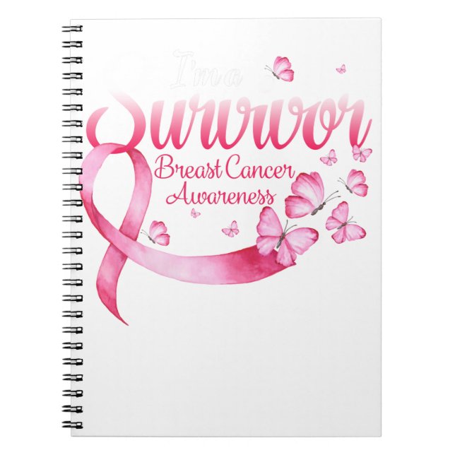 Cuaderno Mariposa rosa Soy un sobreviviente de cáncer de ma (Frente)