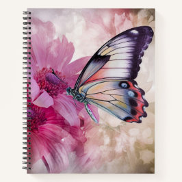Cuaderno Mariposa soñadora con flores rosas