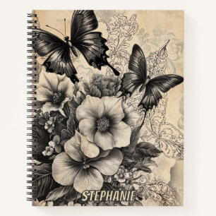 Cuaderno Mariposa Swallowtail Antigua Botánica