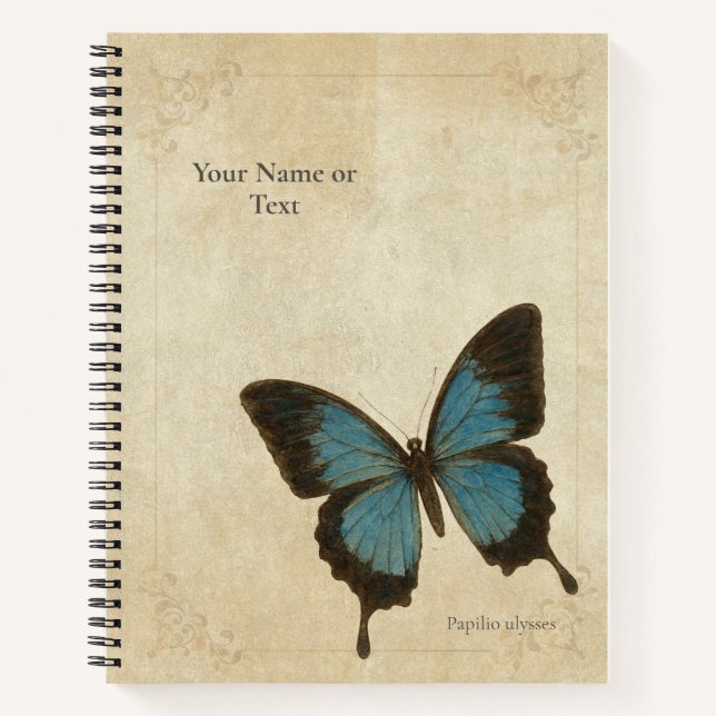 Cuaderno Mariposa Ulysses de Cola de Golondrina Azul Eléctr (Anverso)