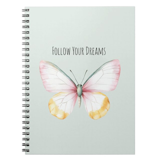 Cuaderno Mariposa Verde Menta Blanco Amarillo Rosa Azul Tur (Frente)