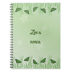 Cuaderno Mariposa verde sobre verde claro - personalizable