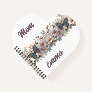 Cuaderno Mariposa verde y floral vintage para mamá