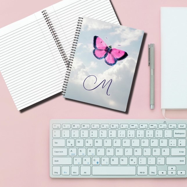 Cuaderno mariposa vintage rosa & cielo azul (Subido por el creador)