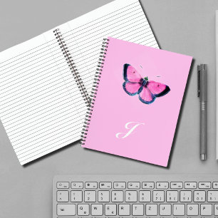 Cuaderno mariposa vintage rosa - monogramada