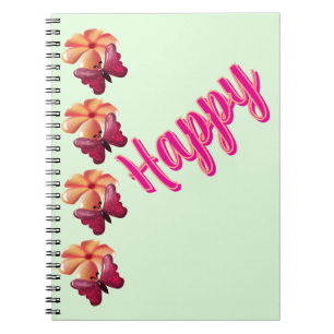 Cuaderno Mariposa y flor personalizadas y únicas