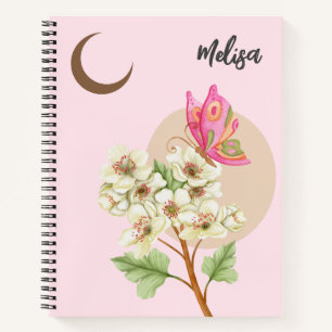 Cuaderno Mariposa y flores bajo la luna - Portátil