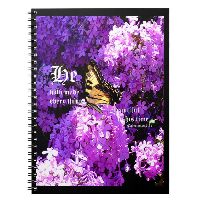 Cuaderno Mariposa y Phlox, eclesiastes 3:11 (Frente)