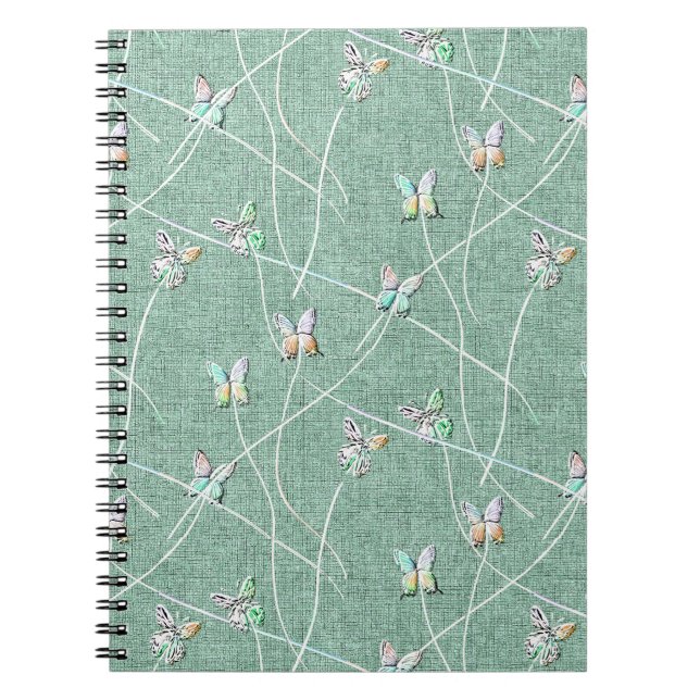 Cuaderno Mariposas acuarela sobre verde menta (Frente)