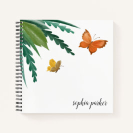 Cuaderno Mariposas acuarelas Foliage Botánico Verde