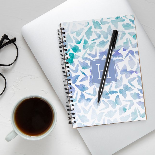 Cuaderno Mariposas acuarelas monogramadas (Subido por el creador)