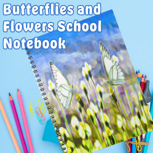 Cuaderno Mariposas Amarillas Primavera Flores Azules