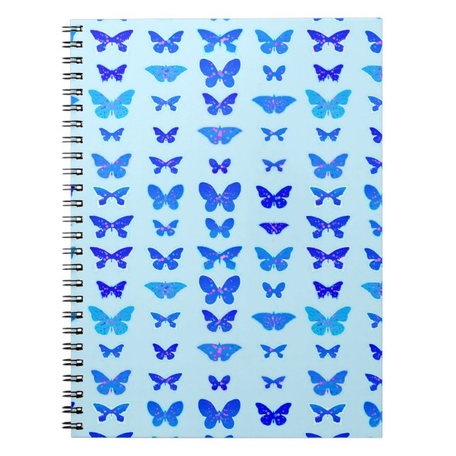 Cuaderno Mariposas, añil, fondo azul celeste (Frente)