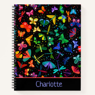 Cuaderno Mariposas Arcoíris Acuarela Niños Personalizado