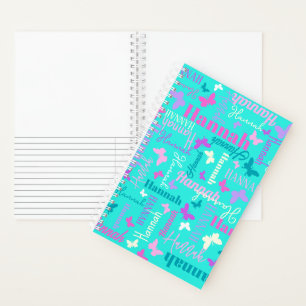 Cuaderno Mariposas arcoiris nombre personalizado aqua Hanna