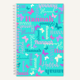Cuaderno Mariposas arcoiris nombre personalizado aqua Hanna