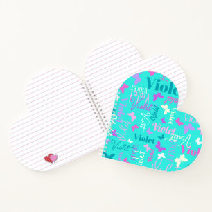 Cuaderno Mariposas arcoiris nombre personalizado aqua viole