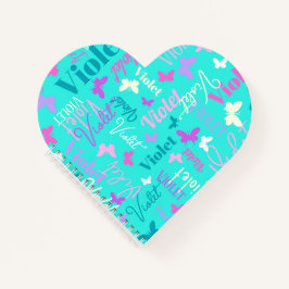 Cuaderno Mariposas arcoiris nombre personalizado aqua viole
