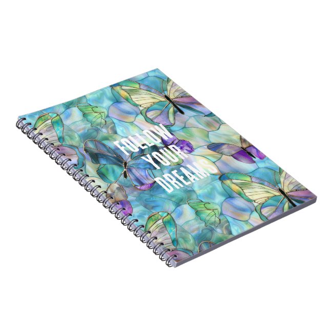 Cuaderno Mariposas azul turquesa púrpura (Lado Derecho)