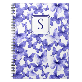 Cuaderno Mariposas azules Monograma moderno Personalizado e
