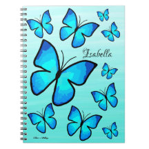 Mariposas azules pintadas a mano personalizadas Om
