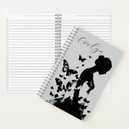 Cuaderno Mariposas Bailarinas Etéreas Nombre Monocromático