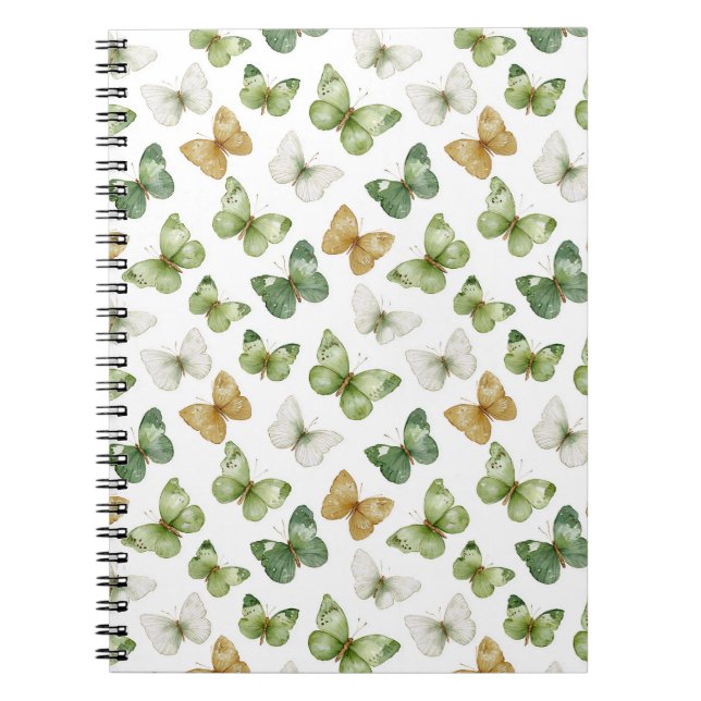 Cuaderno Mariposas Blancas Bronceadas Verdes (Frente)