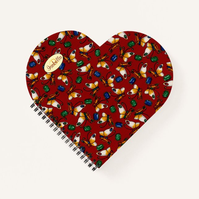 Cuaderno Mariposas blancas naranjas, Esmeralda, Sapphire (Anverso)