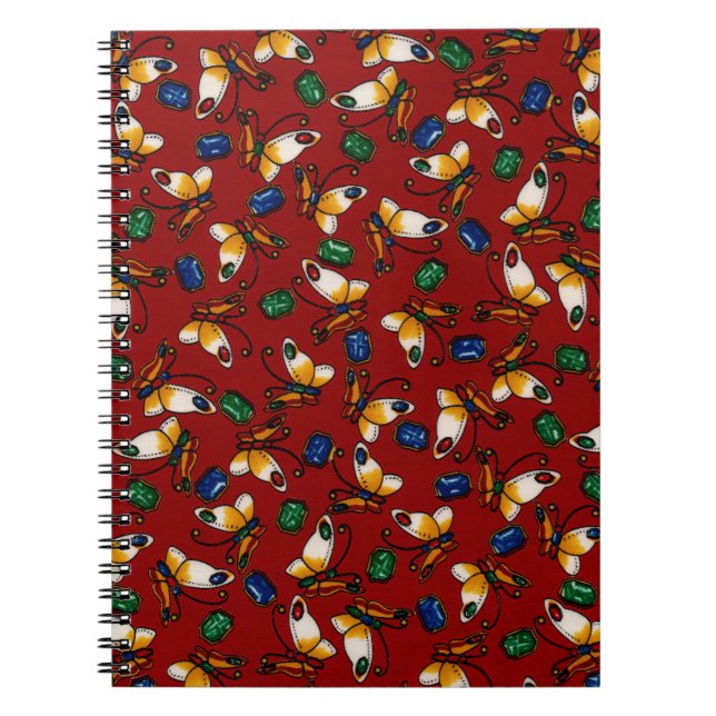 Cuaderno Mariposas blancas naranjas, Esmeralda, zafiro en r (Frente)