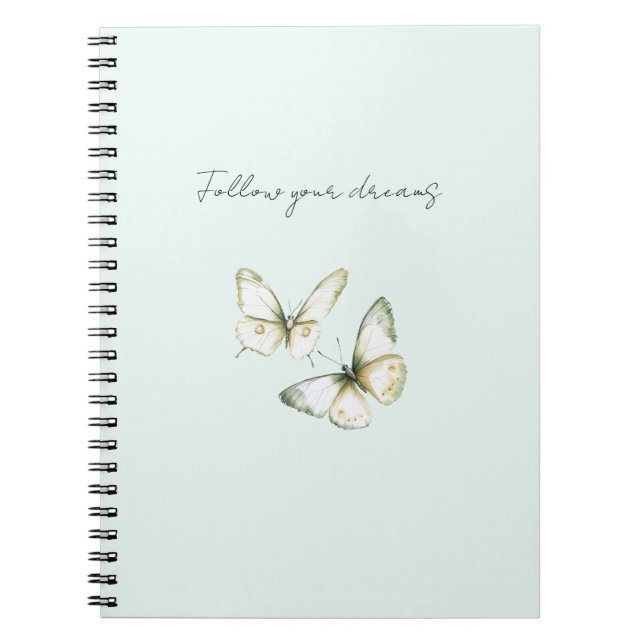 Cuaderno Mariposas blancas verde menta (Frente)