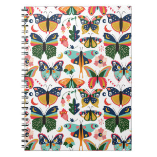 Cuaderno Mariposas Boho: Patrón de papel tapiz sin costura.