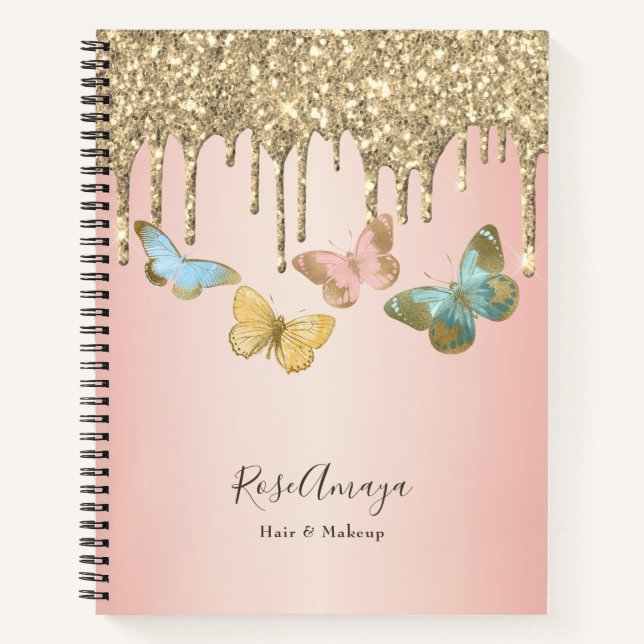 Cuaderno Mariposas Brillo de Chicas Personalizado con Goteo (Anverso)