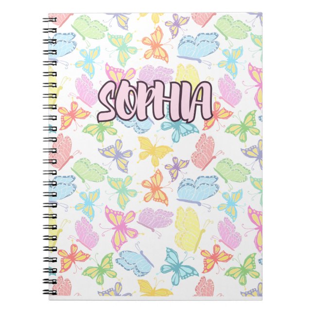Cuaderno Mariposas coloridas personalizables AOP (Frente)